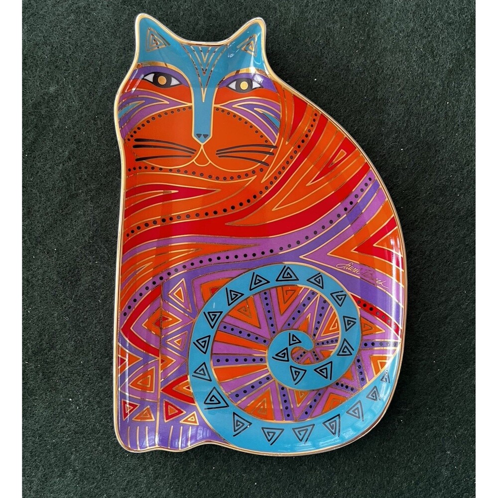 1995 Laurel Burch HA 1661 Royal Doulton Tropical Tabby Cat Plate 8.25"